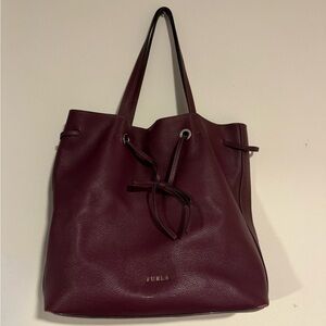 Furla Burgundy Leather Tote Bag